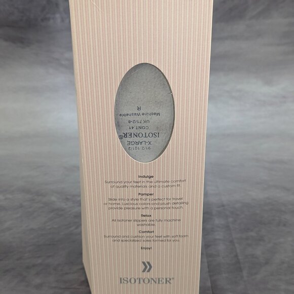 Isotoner white satin size XL slippers with open box; thick inner cushion - Picture 7 of 8